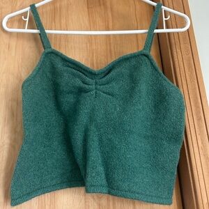 Madewell Medium Mapleton Green Crop Tank Top Cotton Wool soft
